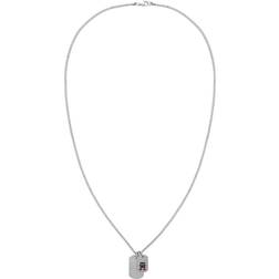 Tommy Hilfiger Monogram Dog Tag Necklace - Silver