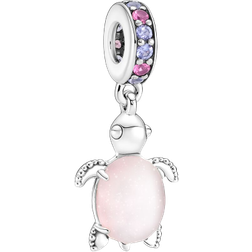 Pandora Murano Glass Sea Turtle Dangle Charm - Silver/Pink/Blue