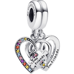 Pandora Puzzle Piece Hearts Splittable Friendship Dangle Charm - Silver/Multicolour