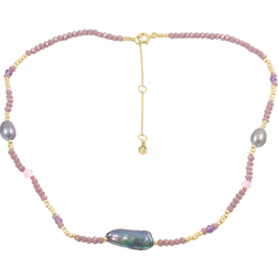 Purple Sia Necklace - Gold/Multicolour