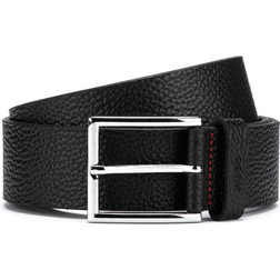 Hugo Boss Grained Leather Belt with Logo Stamped Keeper -Black