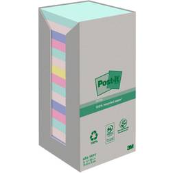 Recycled Notes 76x76mm Assorted Colours 100 Sheets Per Pad 16-pack