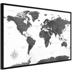 Artgeist med ramme The World in Black and White Guld 60x40 Plakat