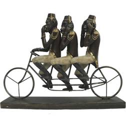Dkd Home Decor Dekorativ Abe Trehjulet Cykel Sort Gylden Metal Harpiks Kolonistil (40 x 9 x 31 cm) Dekorationsfigur