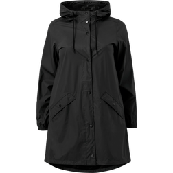 Zizzi Rain Jacket with Pockets and Hood - Black