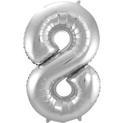 Folat 8 Formet Nummer Folieballon Sølv (86 cm)