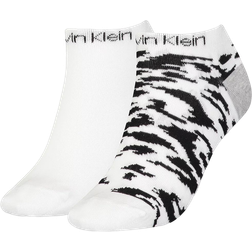 Calvin Klein Leopard Liner Socks 2-pack - White
