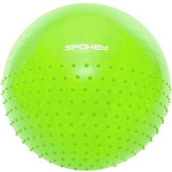 Spokey HALF FIT Gymnastic ball, Anti-burst system, 2 surface (smooth and massage nibs) 65 cm, Pump in a set, 200 kg, Žalias