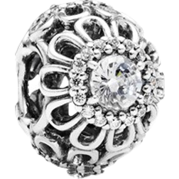 Pandora Floral Brilliance Charm - Silver/Transparent