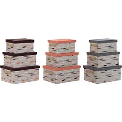 Dkd Home Decor Sæt med æsker, som kan stables Brun Grå Orange Polyester (40 x 30 x 20 cm) (3 enheder) Opbevaringsboks