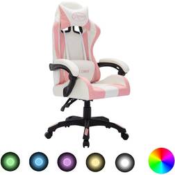 vidaXL RGB LED Lights Artificial Leather Gaming Chair - Pink and Black