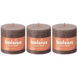 Bolsius 3x Rustic Pillar Rustic Taupe Home Holiday Candle
