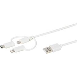 Vivanco USB A-USB-C/Lightning/USB B Micro 1m