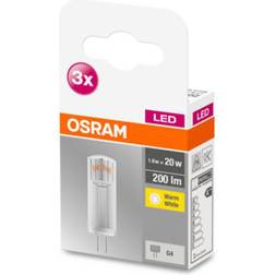Osram LED-stiftsokkelpære G4 1,8W 827 klar, 3 stk