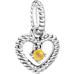 Pandora November Birthstone Heart Dangle Charm - Silver/Yellow