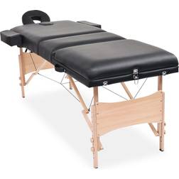 vidaXL foldbart 3-zoners massagebord- og skammelsæt 10 cm tykt sort