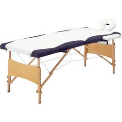 vidaXL Foldbart massagebord 2 zoner træ hvid og lilla