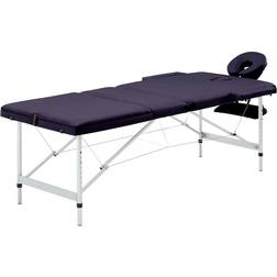 vidaXL foldbart massagebord 3 zoner aluminium lilla