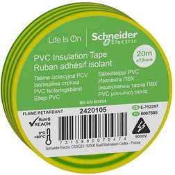 Schneider Electric PVC isoleringstape, 19 20 m, gul/grøn