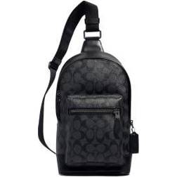 Coach West Pack In Signature Canvas - Gunmetal/Charcoal Black