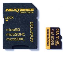 Nextbase Pro microSDXC Class 10 U3 V30 100/70 MB/s 64GB +SD Adapter