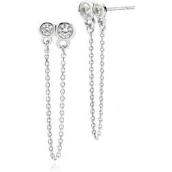 Sistie Metis Chain Earrings - Silver/Transparent