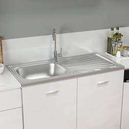 vidaXL køkkenvask med afløbssæt 1000x500x155 rustfrit sølvfarve