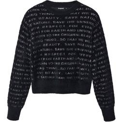 Desigual Oversize fur Jumper With Text Kvinde Sweaters Ensfarvet hos Magasin 2000 Negro