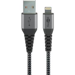 Goobay Lightning USB-A Tekstil kabel sølv 0,5 m