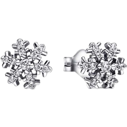Pandora Sparkling Snowflake Stud Earrings - Silver/Transparent