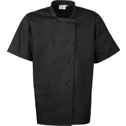 Premier Unisex Short Sleeved Chefs Jacket Workwear (Pack of 2) (Black)