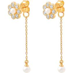 Hultquist Aya Flower Earrings - Gold/Transparent/Pearl