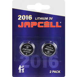 Japcell lithium CR2016 batteri, 2 stk