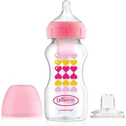 Dr. Brown's Natural Flow Options Sippy Bottle Starter Kit, Wide-Neck, 9 oz/270 ml Pink Hearts