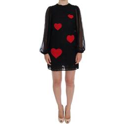 Dolce & Gabbana Lace Red Heart Shift Women's Dress