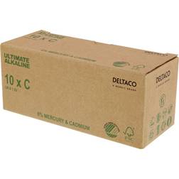 Deltaco Ultimate Alkaline C-batteri, 10-pack (Bulk)