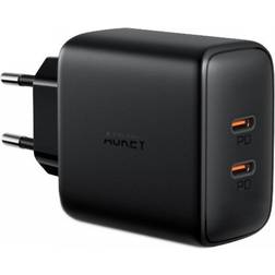 Aukey Wall Charger PA-R1S, 2x USB-C, 20 W Sort Vægoplader