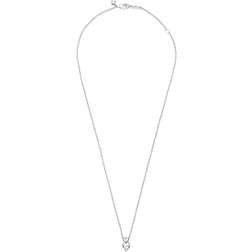 Pandora Double Heart Pendant Sparkling Choker Necklace - Silver/Transparent