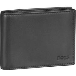 HUGO BOSS Leather trifold wallet with logo and coin pocket