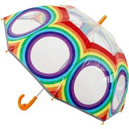 Lang Klar børneparaply med regnbuefarver