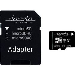 Dacota Platinum P MICRO-SDHC 32 GB C10 80 MB MED ADAPTER ➞ På lager klar til afhentning