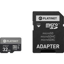 Platinet MicroSDHC Hukommelseskort 32GB & 90MB/s SD Kort Adapter