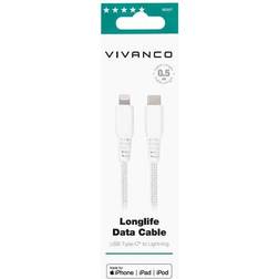 Vivanco Longlife USB-C/Lightning-kabel 0.5m