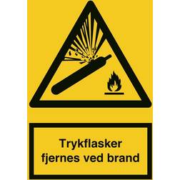 Advarselsskilt Trykflasker Fjernes Ved Brand Advarselsskilt A4 297