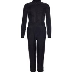 Superdry Cupro Long Sleeve Shirt Jumpsuit - Black