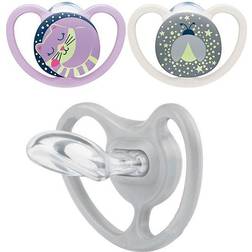 Nuk Sutter Space Night 2Pak Lilac/White 0-6 mdr Sutter