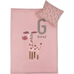 Borg Living Junior sengetøj cm - Giraf lyserød sengesæt - 2 100x140cm