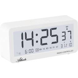 Atlanta Trådlös väckarklocka digital väckarklocka LCD snooze ljus tyst utan tickande 3 larmtider vit – 1879-0