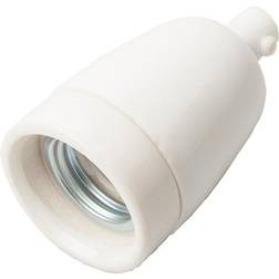 Porcelænsfatning E27, m/aflastning Lampeophæng