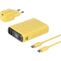 RealPower PB-10000 Power Pack Powerbank 10000 mAh Litium USB, USB-C Gul